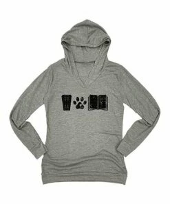 Top 10 🔥 Heather Gray Coffee 🦮 Dog Books Lightweight Hoodie - 👩 Women ✔️