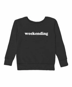 Buy ✨ Black 'Weekending' Fleece Sweatshirt - Plus ⌛