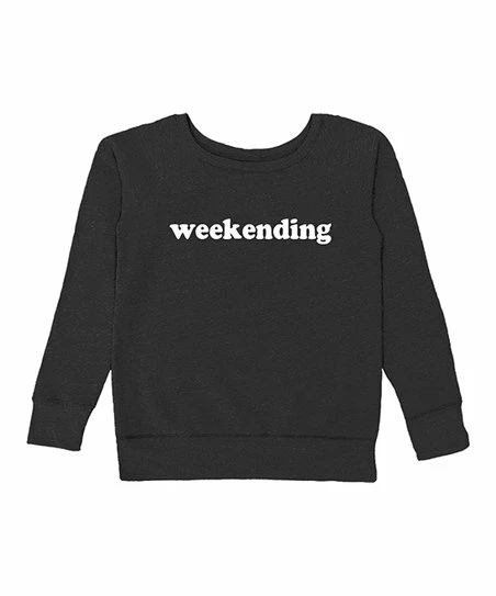 Buy ✨ Black 'Weekending' Fleece Sweatshirt - Plus ⌛ 1 Buy ✨ Black 'Weekending' Fleece Sweatshirt - Plus ⌛
