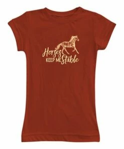 Best Pirce 👍 Brick 'Horses Keep Me Stable' Fitted Tee - 👩 Women ⌛