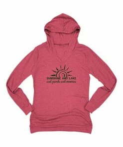 Wholesale 😀 Cranberry 'Sunshine & Lake & Friends' Lightweight Hoodie - 👩 Women ⌛