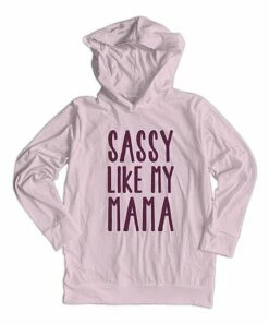 Wholesale 😀 Light Pink 'Sassy Like My Mama' Lightweight Hoodie - 👧 Girls 🎉