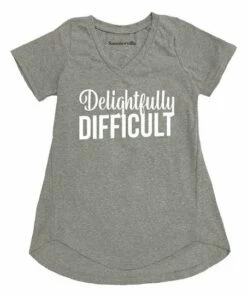 Brand new ⭐ Heather Gray 'Delightfully Difficult' Flowy V-Neck Tee - Plus 🛒