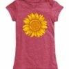 Wholesale 🎁 Cranberry Giant Sunflower Fitted Tee - 👩 Women 🌟