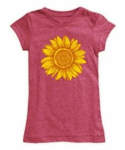 Wholesale 🎁 Cranberry Giant Sunflower Fitted Tee - 👩 Women 🌟