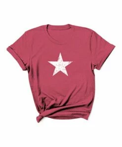 Wholesale 🥰 Cranberry Weathered Star Oversize Tee - 👩 Women 💯
