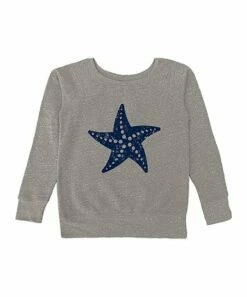 Best Pirce 😍 Heather Gray & Blue Starfish Crewneck Sweatshirt - 👩 Women 🎉