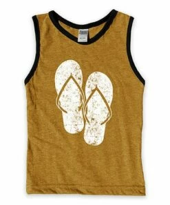 Best deal ✔️ Dark Mustard & Black Flip Flops Muscle Tank - Boys 😉