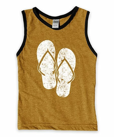 Best deal โ๏ธ Dark Mustard & Black Flip Flops Muscle Tank - Boys ๐ 1 Best deal โ๏ธ Dark Mustard & Black Flip Flops Muscle Tank - Boys ๐