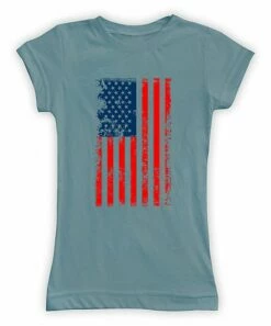 Best deal 😍 Gray Blue Weathered American Flag Fitted Tee - Plus ✨