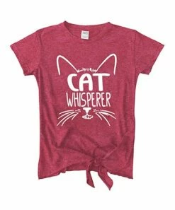 Wholesale 😉 Cranberry 'Cat Whisperer' Cat Face Tie-Front Tee - Toddler 🧨