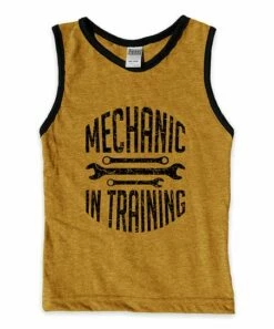 Best Pirce 😍 Dark Mustard & Black 'Mechanic In Training' Muscle Tank - Toddler 👍