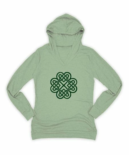 Outlet โ๏ธ Heather Green & Dark Green Celtic Clover Lightweight Hoodie - ๐ฉ Women โญ 1 Outlet โ๏ธ Heather Green & Dark Green Celtic Clover Lightweight Hoodie - ๐ฉ Women โญ