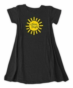 Wholesale 🔔 Black 'Shine Bright' Sun T-Shirt 👗 Dress - 👩 Women ⭐