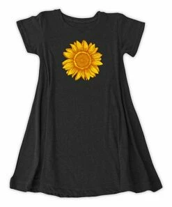Best Pirce 🔥 Black Sunflower T-Shirt 👗 Dress - 👩 Women ⌛