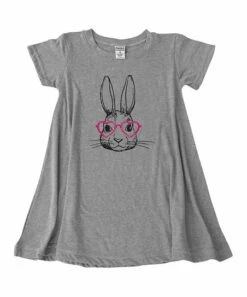 Best deal ✨ Heather Gray Rabbit Heart Glasses A-Line 👗 Dress - Toddler & 👧 Girls ⌛