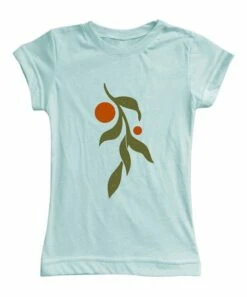 Best deal 👏 Light Aqua Oranges & Leaves Fitted Tee - 👩 Women 🥰