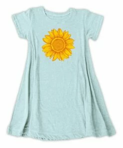Wholesale ⌛ Light Aqua Giant Sunflower Tunic - Plus 🥰