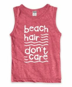 Wholesale 🎉 Cranberry 'Beach Hair, Don't Care' Muscle Tank - Kids ⌛