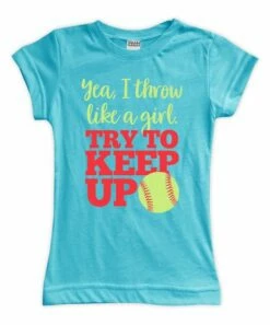 Wholesale 😉 Turquoise 'Throw Like A Girl' 🥎 Softball Fitted Tee - Toddler 🔔