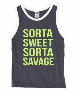 Outlet 🔥 Heather Navy & White 'Sorta Sweet Sorta Savage' Tank - Boys 🌟