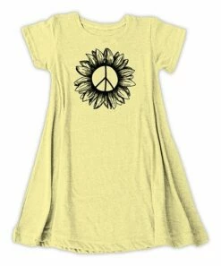 Wholesale 🧨 Heather Light Yellow Peace Sign Daisy Tunic - 👩 Women 🛒