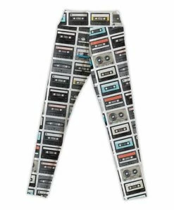 Discount 🎉 Gray & Blue Cassette Tapes Leggings - 👩 Women 🤩