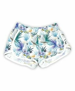 Coupon 🤩 White & Blue Cockatoos Palms Dolphin-Hem Shorts - 👩 Women ⌛