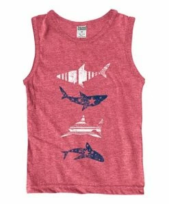 Budget 😍 Heather Red Sharks Muscle Tank - Boys 🧨