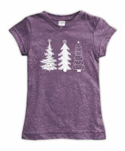 Best deal ❤️ Purple Rustic Holiday Trees Fitted Tee - 👧 Girls ✨