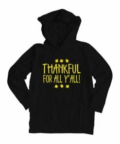 Brand new 🛒 Black 'Thankful For All Y'all' Hooded Long-Sleeve Tee - 👧 Girls 👏