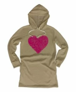 Best deal ⭐ Khaki Cloth Heart Fleece Pocket Hoodie 👗 Dress - Toddler & 👧 Girls 🔥