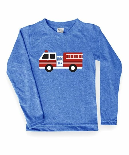 Deals 🤩 Urban Smalls Heather Blue Giant Fire Truck Long-Sleeve Tee - Toddler & Kids ✨ 1 Deals 🤩 Urban Smalls Heather Blue Giant Fire Truck Long-Sleeve Tee - Toddler & Kids ✨
