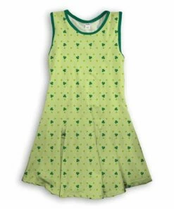Wholesale 🔔 Celery & Kelly Green Ditsy Dot Shamrock Tank 👗 Dress - Toddler & 👧 Girls 🥰