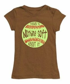 Wholesale 👍 Dark Rust 'There's Nothing Soft About It' 🥎 Softball Fitted Tee - Toddler & 👧 Girls 🔔