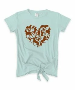 Brand new ⭐ Light Aqua Horse-Filled Heart Tie-Front Tee - Toddler & 👧 Girls 🤩