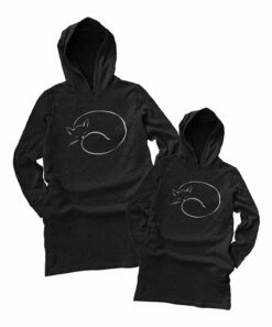 Flash Sale 🧨 Black Sleeping Cat Fleece Pocket Hoodie 👗 Dress - Toddler & 👧 Girls 🧨