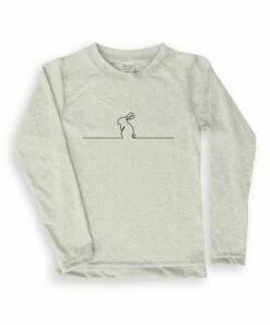 Coupon 👍 Cream Rabbit Line Drawing Long-Sleeve Tee - Toddler & Kids ✔️