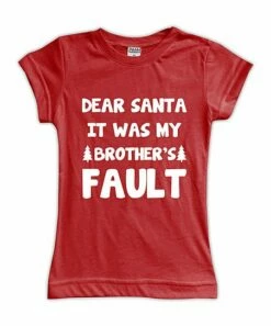 Wholesale 😀 Red 'It Was My Brother's Fault' Fitted Tee - 👧 Girls ⌛