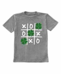 Wholesale 🌟 Heather Gray Tic Tac Toe Shamrocks Tee - Toddler & Kids 😀