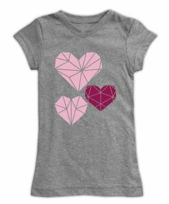 Best deal 🎉 Heather Gray Geometric Heart Fitted Tee - Toddler & 👧 Girls 👏