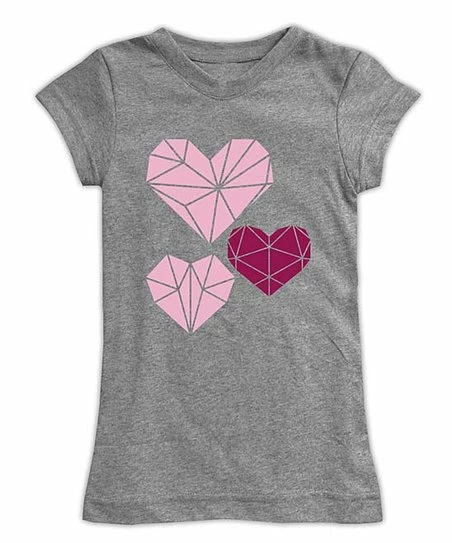 Best deal 🎉 Heather Gray Geometric Heart Fitted Tee - Toddler & 👧 Girls 👏 1 Best deal 🎉 Heather Gray Geometric Heart Fitted Tee - Toddler & 👧 Girls 👏
