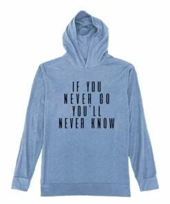 Wholesale 🛒 Heather Blue 'If You Never Go' Lightweight Hoodie - 👩 Women 💯