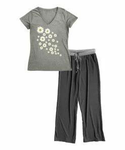 New 💯 Gray & Charcoal Daisy Flurry Pajama Set - 👩 Women & Plus 👏