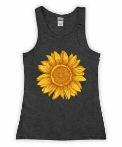 Best deal 🎁 Heather Charcoal Giant Sunflower Racerback Tank - 👧 Girls ❤️