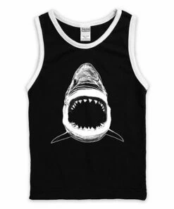 Deals ✔️ Black & White Shark Bite Muscle Tank - Boys 😉