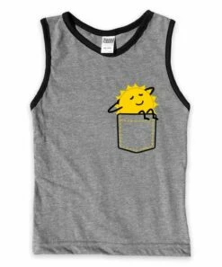 Outlet 🧨 Heather Gray & Black Pocketful Of Sunshine Muscle Tank - Boys ❤️
