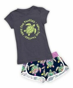 Best deal ⭐ Heather Navy 'Save The Turtles' Fitted Tee & Navy Turtle Shorts - Toddler ✔️