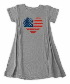 Brand new ✨ Heather Gray Stars & Stripes Heart T-Shirt 👗 Dress - 👩 Women 😉
