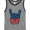 Brand new 🥰 Heather Gray & Black Rocker Flag Muscle Tank - Boys 😉